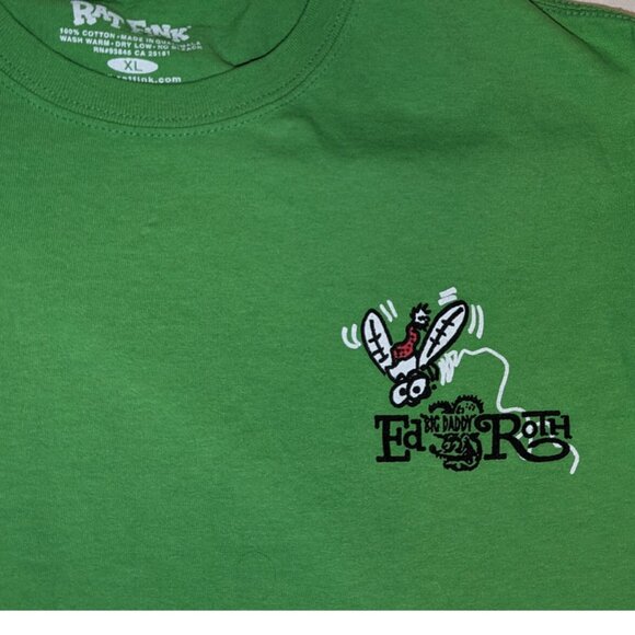 Ed Roth RAT FINK Christmas Holiday Santa Shirt Green Mens Size XL - Picture 3 of 4